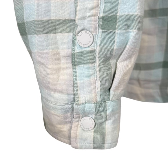 LL Bean Men's Plaid Flannel Lined Shirt Jacket Shirt Size Large Green Gray - Picture 9 of 11